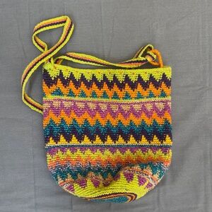 Vibrant Multi-colored Crochet Chevron Tote